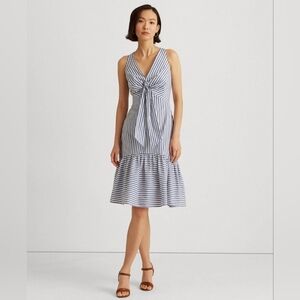 Ralph Lauren Women's Striped Front Tie Crepe Dress Size 18. BNWT